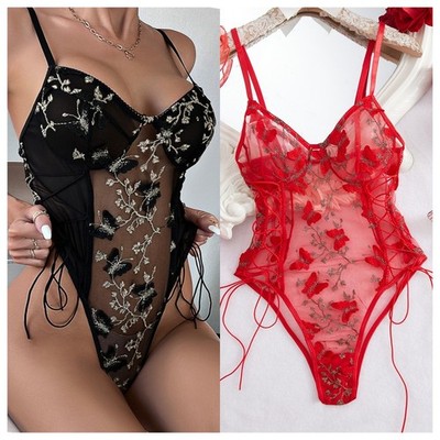 lingerie for women sexy one-piece teddy lingerie bodysuit lace nightie Thong Cut Lace Teddy Lingerie – YOMORIO main image 1