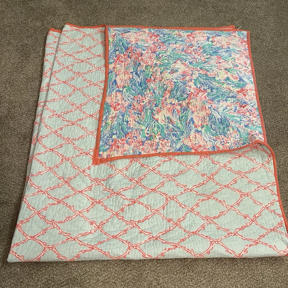 POTTERY BARN Lilly Pulitzer PANTALONES DE MAR VENTILADOR Edredón Completo/Queen 108x92 Foto 2 de 4