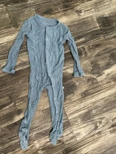 Posh Peanut Baby Bamboo Pajamas 12-18 Months Ribbed Button One Piece Blue