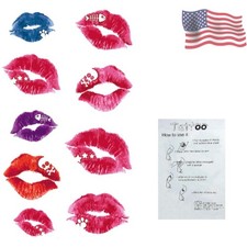 2 pcs Temporary Tattoos Red Lips Waterproof Sticker for Cosplay Party Halloween