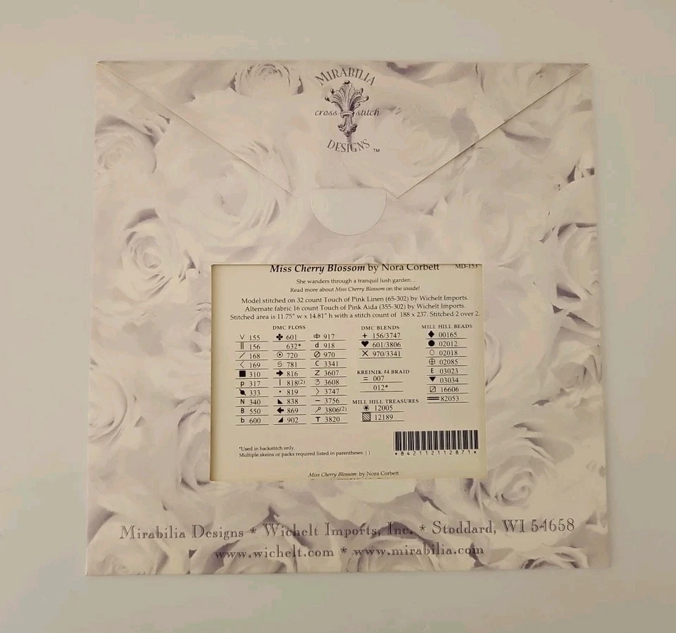 Mirabilia MISS CHERRY BLOSSOM Counted Cross Stitch Lady Pattern by Nora Corbett - Image 4 of 4