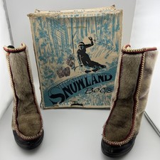 True VTG Mid-century 1960s SNOWLAND Faux Fur Boots Boho Hippie Apres 5 Mod 60s