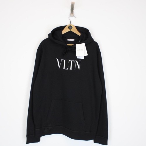 Valentino Black and White VLTN Print Spellout Hoodie Sweatshirt - Picture 2 of 5