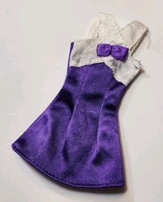 BARBIE DRESS PURPLE WHITE BOW SHORT 1990s FASHION STYLE CUTE DOLL CLOTHES