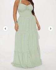 NWT Fashion Nova with Love Airflow Maxi Dress Size XL Sage Green Sleeveless NEW