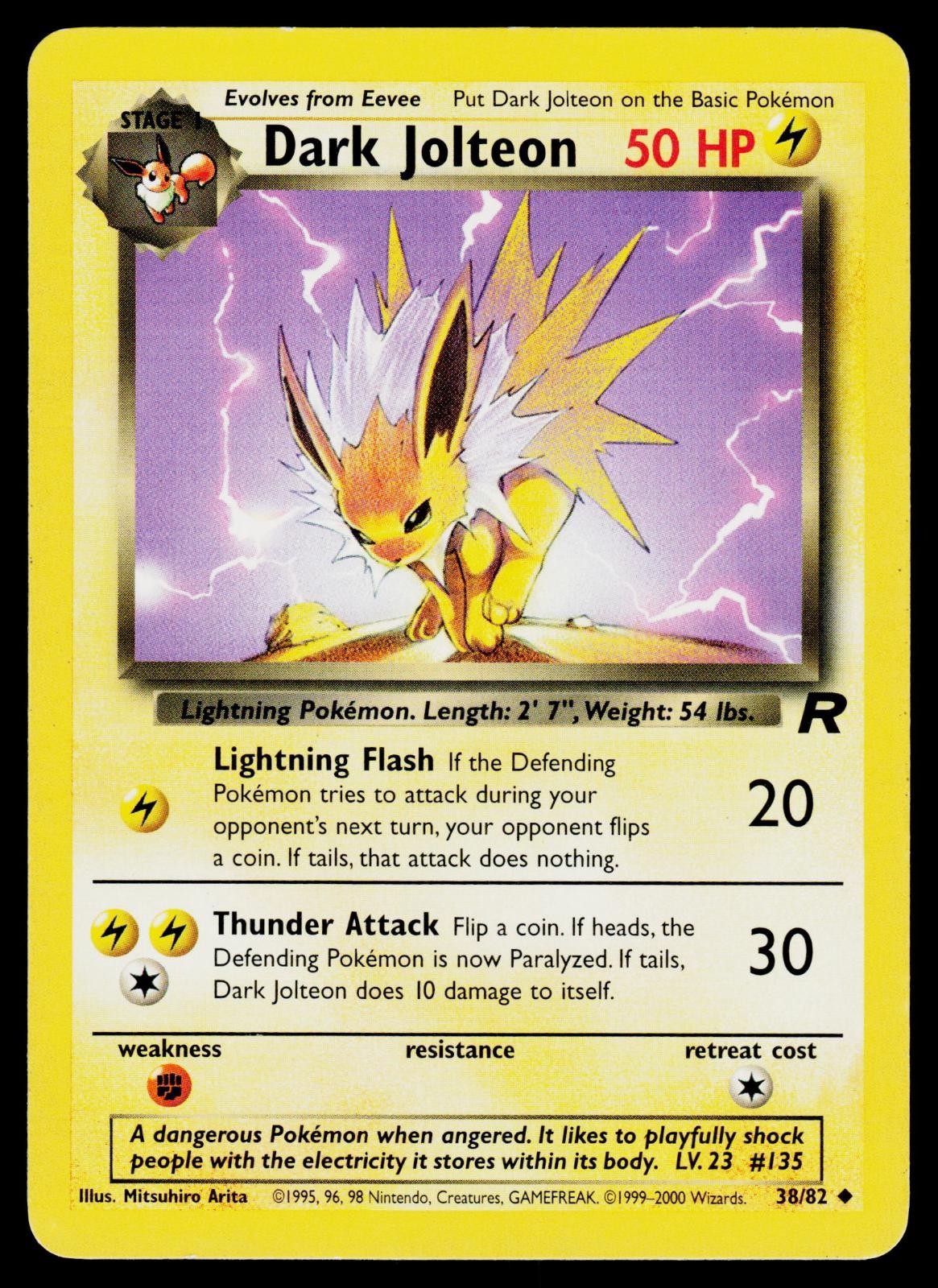 Dark Jolteon 38/82 Uncommon Team Rocket Pokemon Unlimited Moderately Played