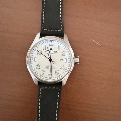 Alpina Startimer AL-525S4S6 Automatic 44mm Black Gray Leather Mens Watch Used