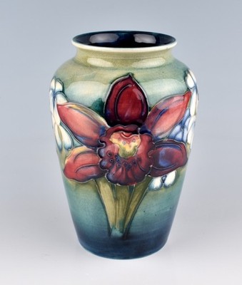 Moorcroft Keramik Orchideenmuster Schultervase von Walter Moorcroft 50er Jahre