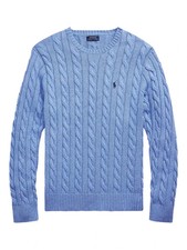 NWT Polo Ralph Lauren Men's Cable-Knit Cotton Crewneck Sweater in Sky Blue XL