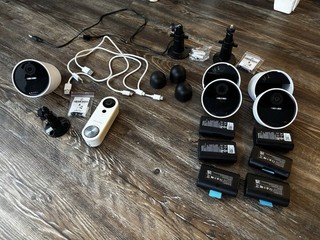 3 SimpliSafe Used Outdoor Cameras 1 Doorbell Camera 6 Batteries & 3 Mounts