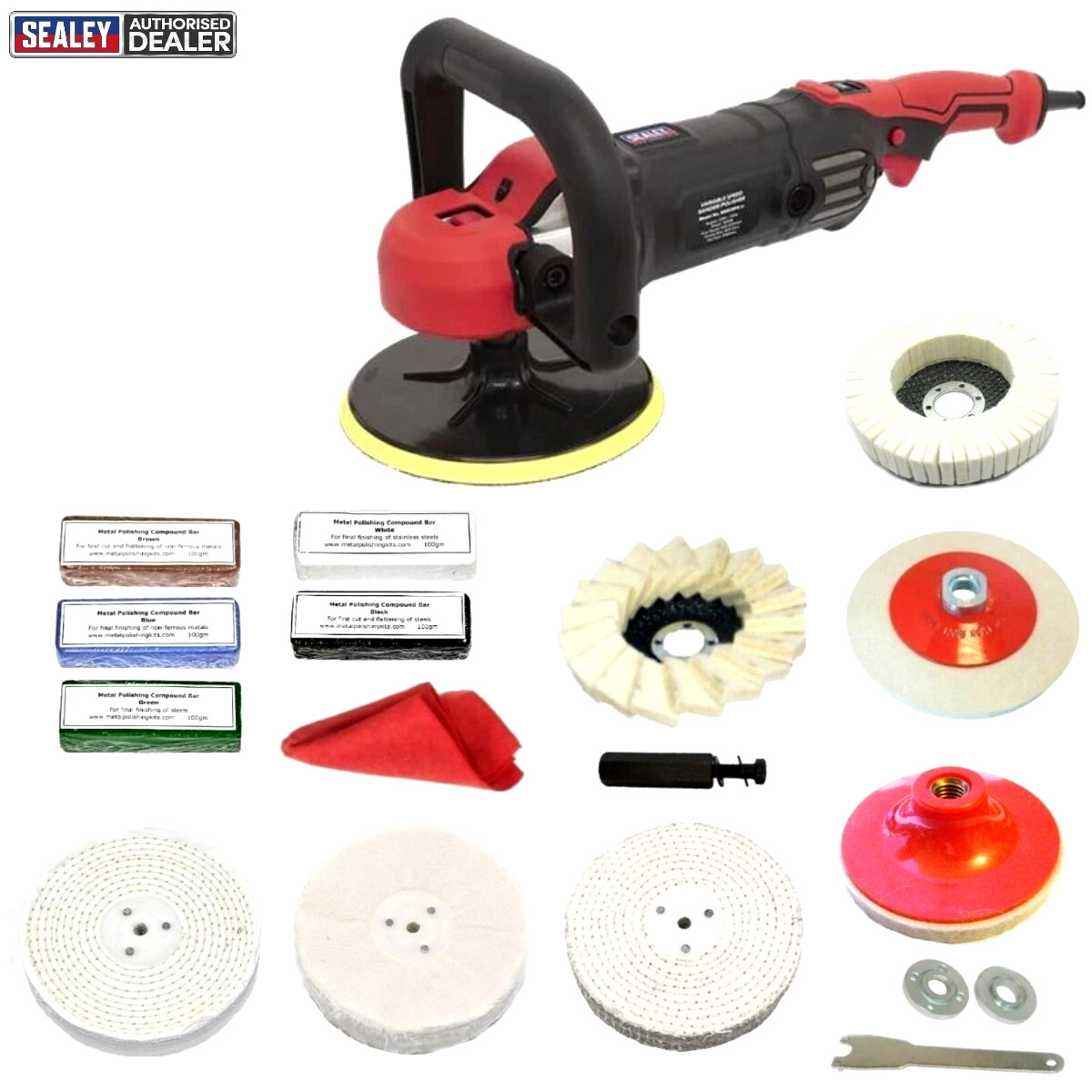 Sander Polisher Polishing Machine & Metal Polishing Kit Variable Speed 1400W