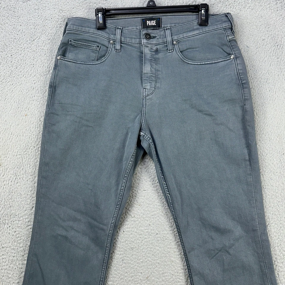 Pantalones de mezclilla elásticos Paige Federal para hombre de pierna recta 34 azul lavado 5 bolsillos Foto 3 de 4