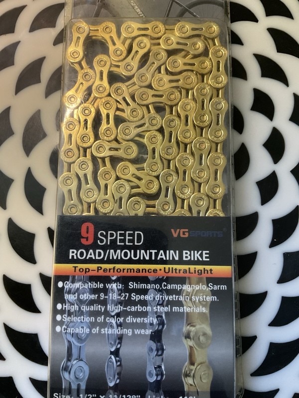 VG Sports 9-Speed Gold Bike Chain MTB & Road Compatible Shimano/Sram New Sealed