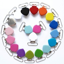 Sutoyuen 1" Pacifier Clips Hardware Metal Suspender Paci Clip Holder Heart ...