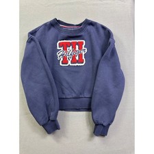 VT Tommy Hilfiger Kids Navy Blue Varsity TH Patch Crewneck Sweatshirt Pullover L