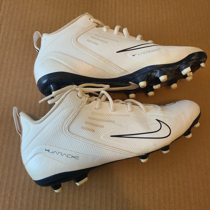 Nike Huarache Lacrosse Cleats Size 7.5 CZ6558-101, White Cleats Used