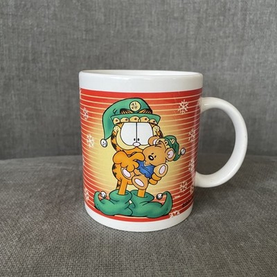 Vintage 90s Garfield Christmas Elf Pookie Teddy Bear Mug