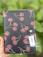 NWT Coach Notebook With Black Cherry In Leather/Black Print CDB79