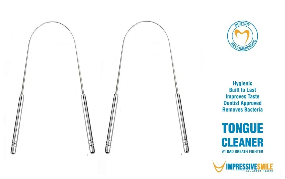 Impressive Smile Tongue Cleaner Surgical Grade Stainless Steel (2 PACK)