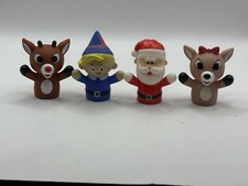 Set Of 4 Rudolph The Red Nose Reindeer Finger Puppets Santa, Clarice, Hermey