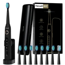 Fairywill Sonic Electric Toothbrush with 5 Mode 8 Dupont Brush Heads Travel Case