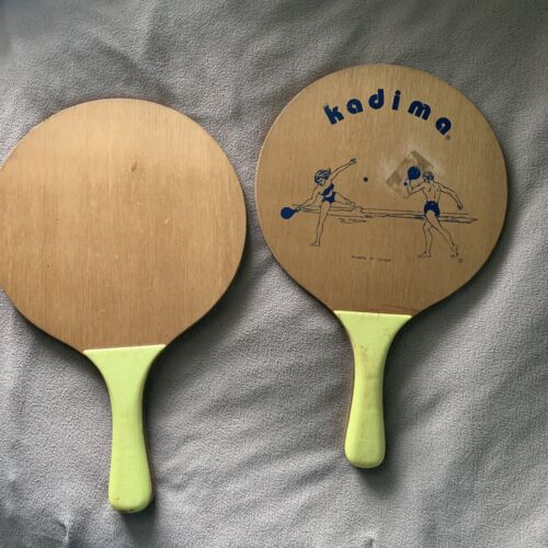 Israel Kadima Wood Ball Paddles Beach Backyard Lot Of 2 Vintage Made In Israel - Picture 3 of 12