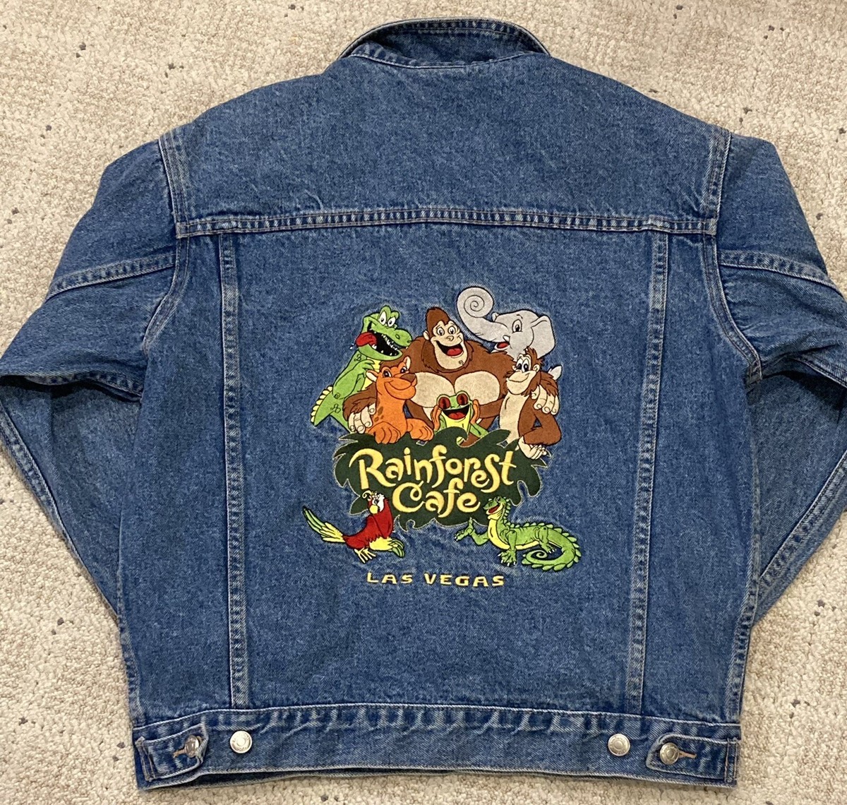 Rainforest Cafe Las Vegas デニム ジャケット Vintage Las Vegas Rainforest Cafe Youth Denim Jacket Sz 10