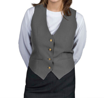 New Women's Executive Apparel Heather Grey Vest V-Neck Made in USA Size 18