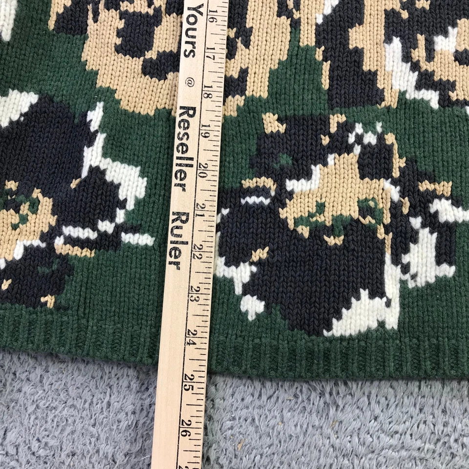 Falda Kenzo Paris Mujer Grande Tejida Pixel Flor Midi Falda Verde Beige Lana Foto 4 de 4