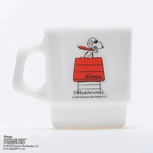 Peanuts Snoopy Red Baron Fire King Stucking Mug Cup Milk White 215ml