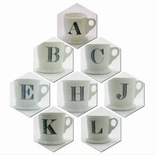 ANTHROPOLOGIE Monogram Mug Personalized Name Coffee Cup Initial Letter 12 fl. oz