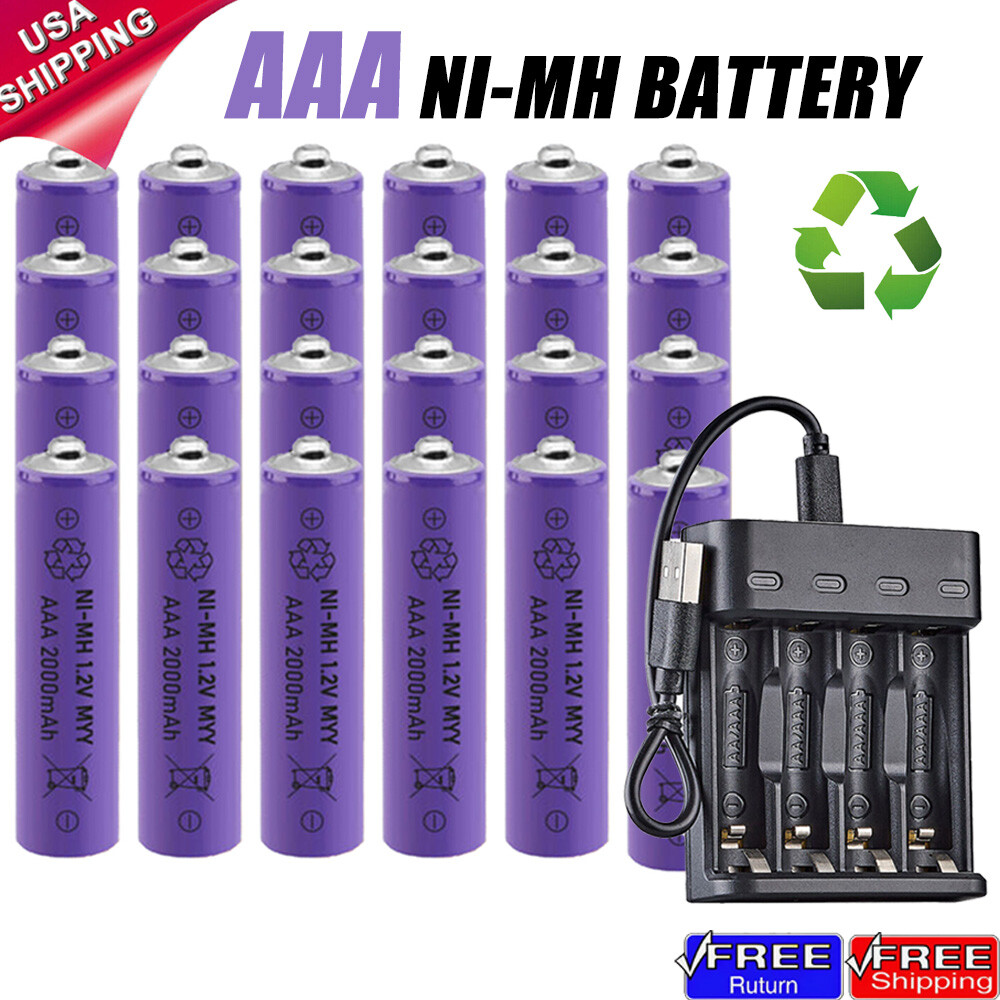 High-Capacity AAA Rechargeable Batteries 2000mAh 1.2V with Smart Charger Included-image