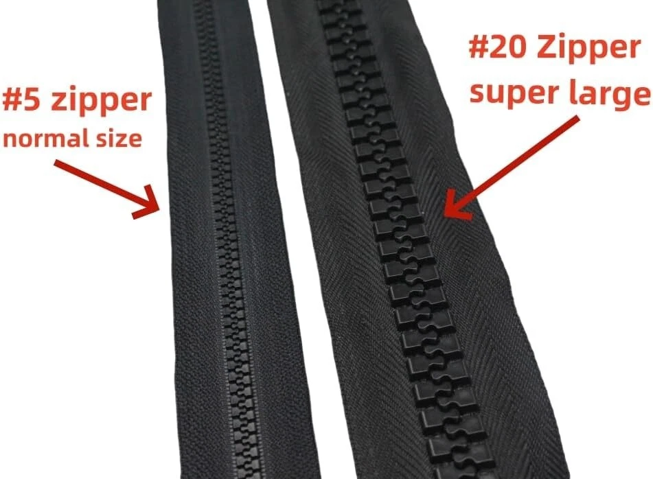 20 cremalleras de plástico súper grandes (enormes) negras de alta resistencia por yarda a granel 2 Foto 4 de 4