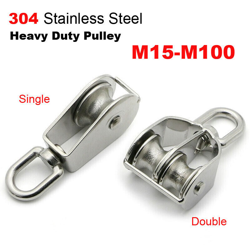 Stainless Steel Single/ Double Pulley Block Wheel Swivel Lifting Rope