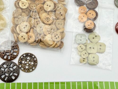 LOT Brown Plastic Wood Celluloid Tortoiseshell Sewing Craft Buttons Shank 4 Hole - Picture 8 of 16