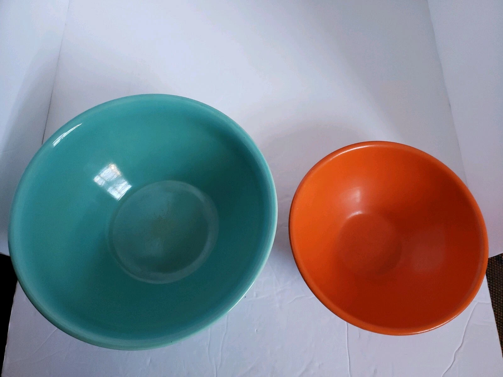 Set 2 Vintage Ceramic Mixing Nesting Bowls Turquoise Blue Orange Retro 70s