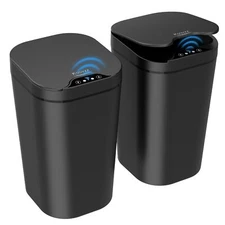 2 Pack Automatic Small Bathroom Trash Can With Lid 2.5 Gallon Touchless Electric