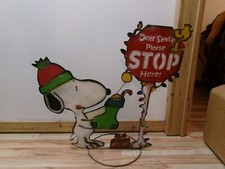 Unique Metal 33 Snoopy w/Santa Stop Sign Yard...