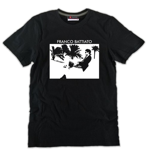 T-shirt FRANCO BATTIATO nera uomo o donna ottimo cotone arte cantante  musica | eBay
