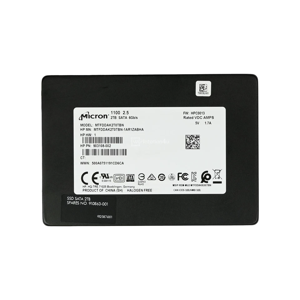 2TB HP Micron 1100 SATA 2,5" SSD 6Gb/s 3D-NAND TLC MTFDDAK2T0TBN 903108-003