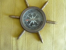 retro-colelction-ancienne boussole - roue marine en laiton