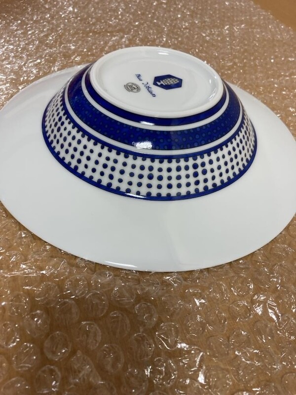 HERMES Bleus d'Ailleurs Soup Plate Blue Tableware Dish Ornament