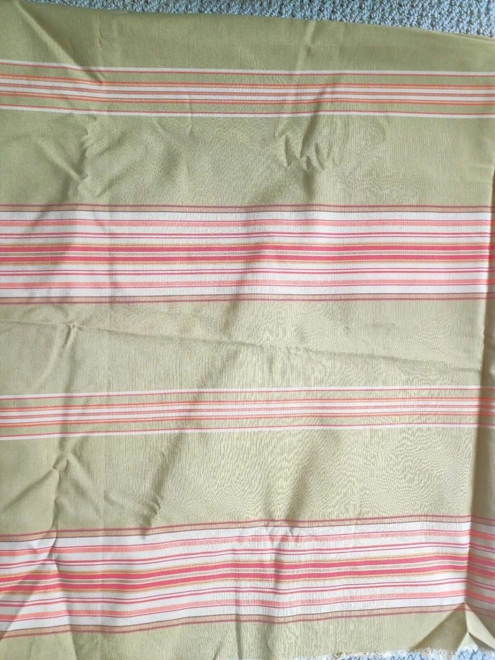 2 YDS GREEN, GOLD, RED “AWNING” STRIPED FABRIC. 55” WIDE. - Image 2 of 4