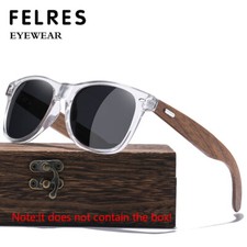 Wood Polarized Square Sunglasses Men Women Wooden Temple Retro Fashion Glasses