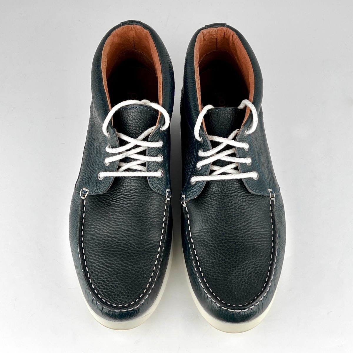 Pointer Navy Blue Leather BENSON Moccasin Ankle Boots Men display picture 2