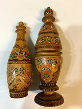 Bulgarian Troyan hand painted wood container box + bottle for perfume or oils