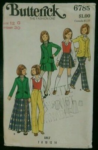 VIINTAGE BUTTERICK #6785, GIRL'S SIZE 12, JACKET, SKIRT AND PANTS UC FF PATTERN
