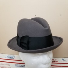 Vintage Champ Kasmir Felt Fedora Hat Gray Black 40s 50s Size 7