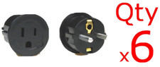 6PK American To European Plug Adapter 5mm Type E USA US to Europe EU Round Pin