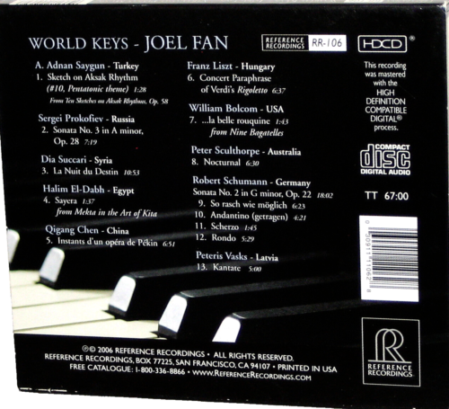 Reference Recordings CD RR-106: Joel Fan, piano - World Keys - 2006 USA SEALED - Picture 2 of 2